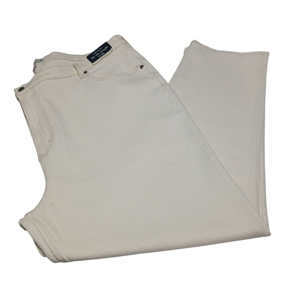 Abercrombie & Fitch Womens 90s Straight Ultra High Rise Cream Jeans 37 24R‎